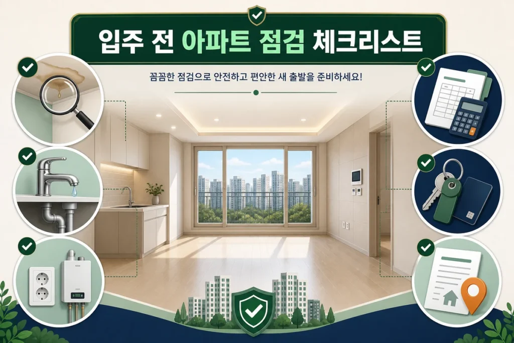 아파트 입주 전 누수 시설 관리비 열쇠 전입신고 체크리스트