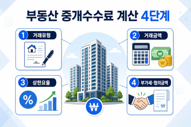 부동산 중개수수료 계산 거래유형 거래금액 상한요율 부가세 협의금액 4단계