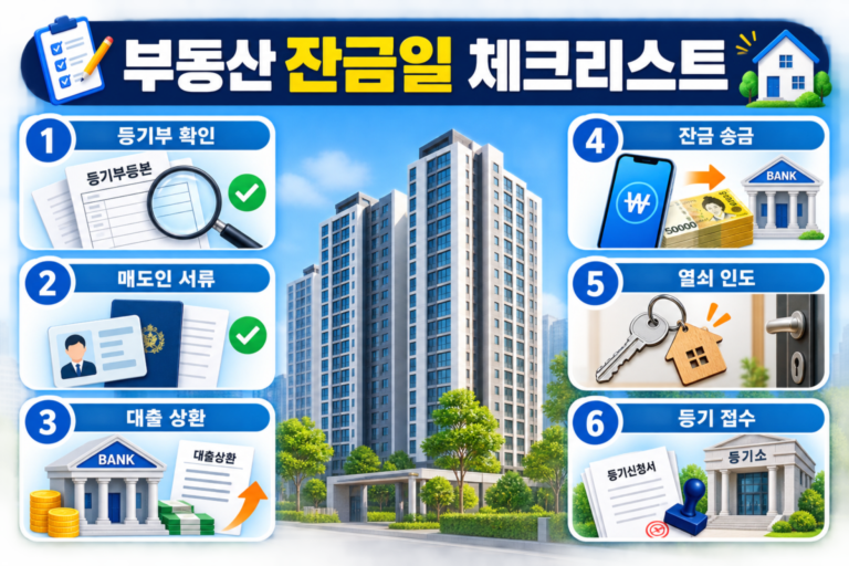 부동산 잔금일 등기부 확인 대출 상환 잔금 송금 체크리스트