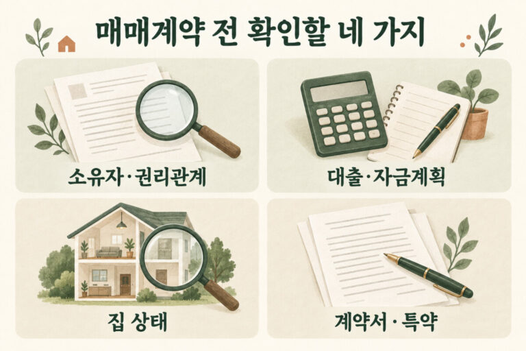 매매계약 전 확인할 소유자와 권리관계, 대출과 자금계획, 집 상태, 계약서와 특약