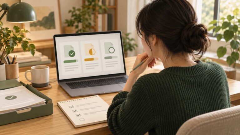 AI 업무의 진행 상태와 보관한 결과를 확인하며 다음 작업을 판단하는 직장인